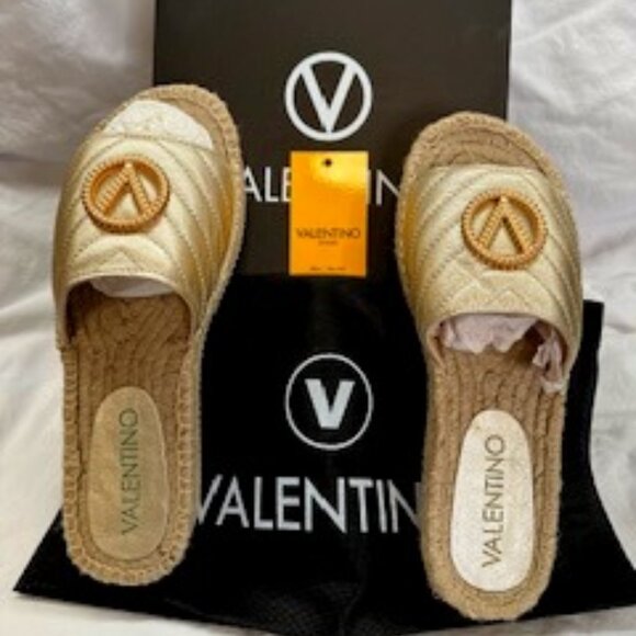 Valentino Shoes - Valentino Size 8 Espadrilles in Gold/Neutral color